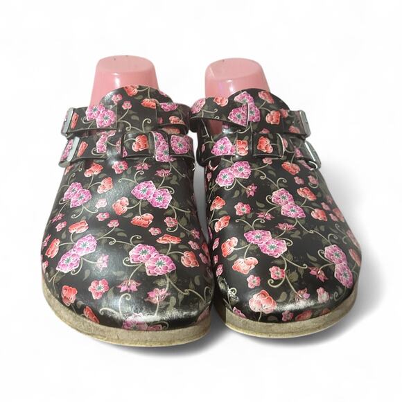 Birkenstock Kay SL Flower Blooming Roses Black Sandals Slides Sz 42 L US 10.5 - Picture 3 of 8